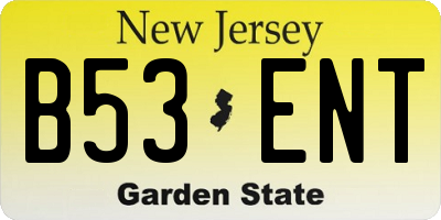 NJ license plate B53ENT