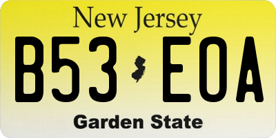 NJ license plate B53EOA