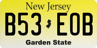 NJ license plate B53EOB