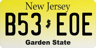 NJ license plate B53EOE