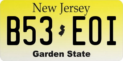 NJ license plate B53EOI