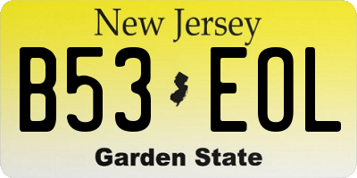 NJ license plate B53EOL
