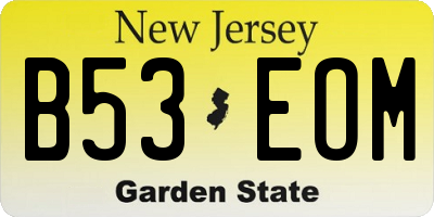 NJ license plate B53EOM
