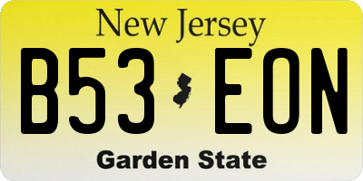 NJ license plate B53EON