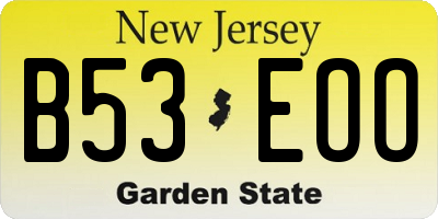NJ license plate B53EOO