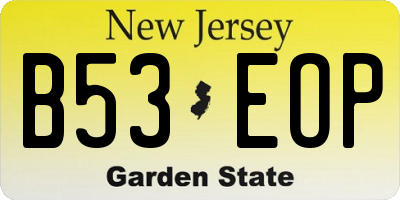 NJ license plate B53EOP