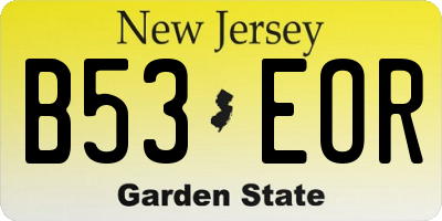 NJ license plate B53EOR