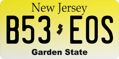 NJ license plate B53EOS