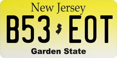NJ license plate B53EOT