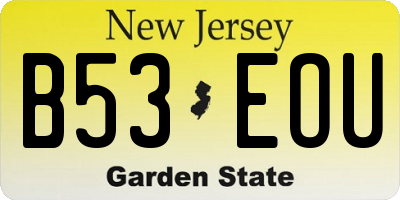 NJ license plate B53EOU