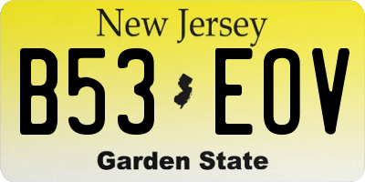 NJ license plate B53EOV