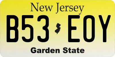 NJ license plate B53EOY