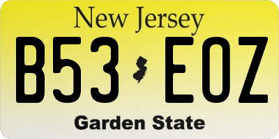 NJ license plate B53EOZ