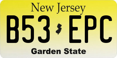 NJ license plate B53EPC
