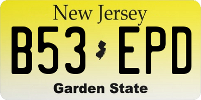 NJ license plate B53EPD
