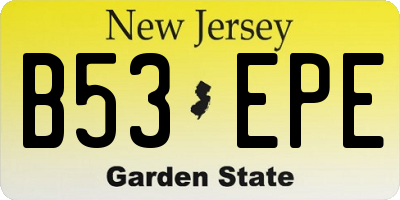 NJ license plate B53EPE
