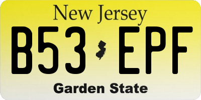 NJ license plate B53EPF
