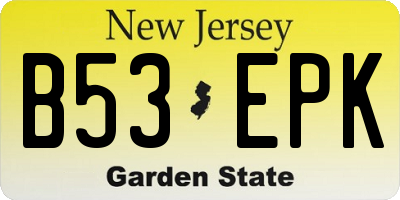 NJ license plate B53EPK