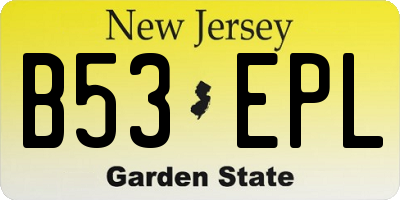 NJ license plate B53EPL