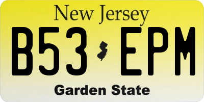 NJ license plate B53EPM