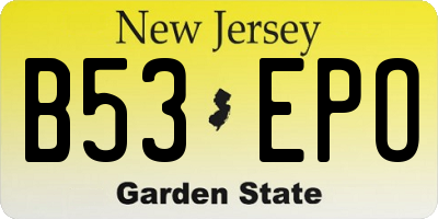 NJ license plate B53EPO