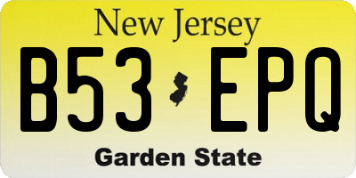 NJ license plate B53EPQ
