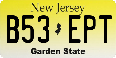 NJ license plate B53EPT