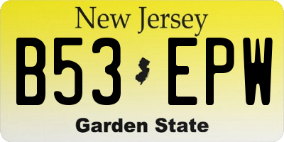 NJ license plate B53EPW