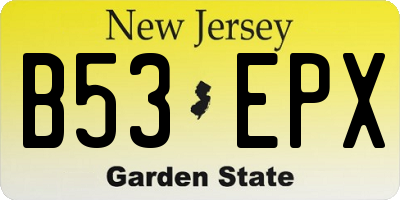 NJ license plate B53EPX