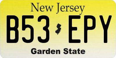 NJ license plate B53EPY