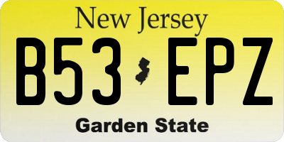 NJ license plate B53EPZ