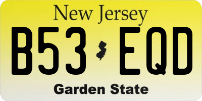 NJ license plate B53EQD