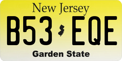 NJ license plate B53EQE