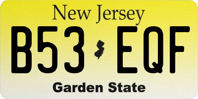 NJ license plate B53EQF