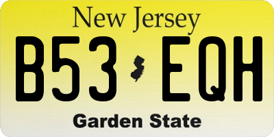 NJ license plate B53EQH