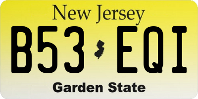 NJ license plate B53EQI