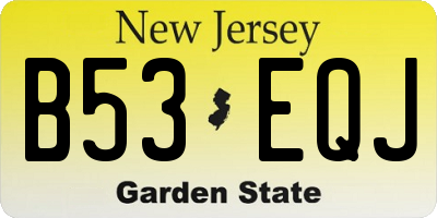 NJ license plate B53EQJ