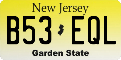 NJ license plate B53EQL