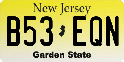 NJ license plate B53EQN