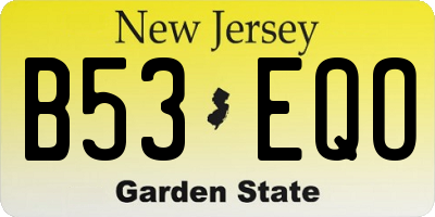 NJ license plate B53EQO