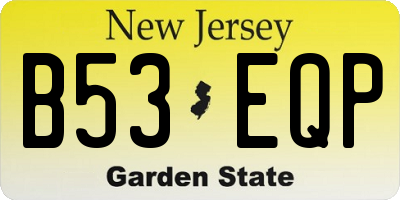 NJ license plate B53EQP
