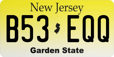 NJ license plate B53EQQ