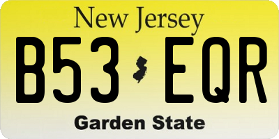 NJ license plate B53EQR