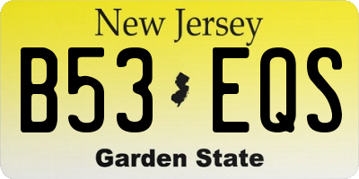 NJ license plate B53EQS