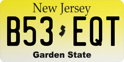 NJ license plate B53EQT