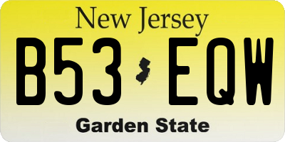 NJ license plate B53EQW