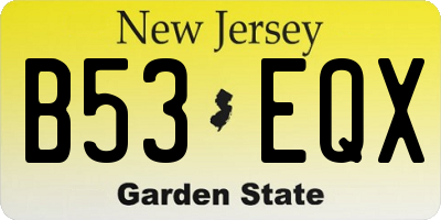 NJ license plate B53EQX