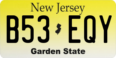 NJ license plate B53EQY