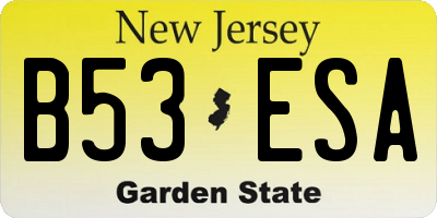 NJ license plate B53ESA