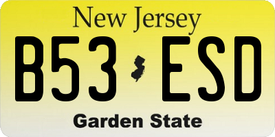 NJ license plate B53ESD